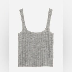 Mango Top Women’s Small Wool Blend Gray Knit Tank Top Crop MNG